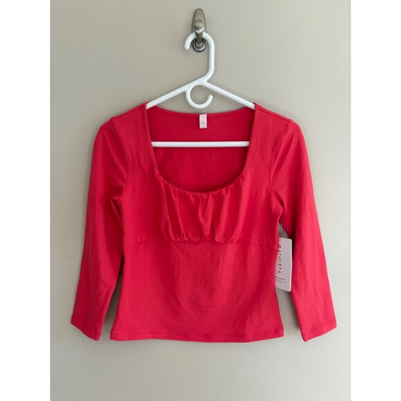 Athleta NWT Shanti Scoop 3/4 Sleeve Casual Top in Coral Size Small - Picture 2 of 12